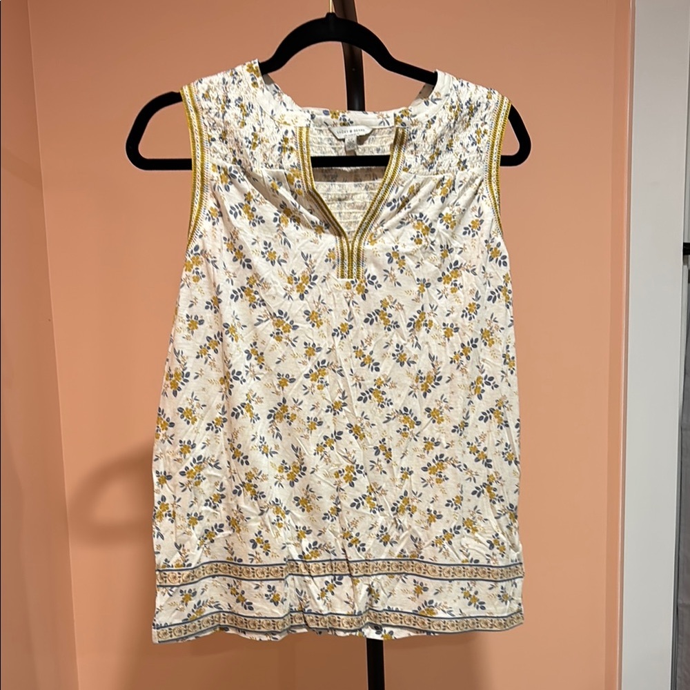 Lucky Brand Floral Sleeveless Blouse - Cream and Yellow